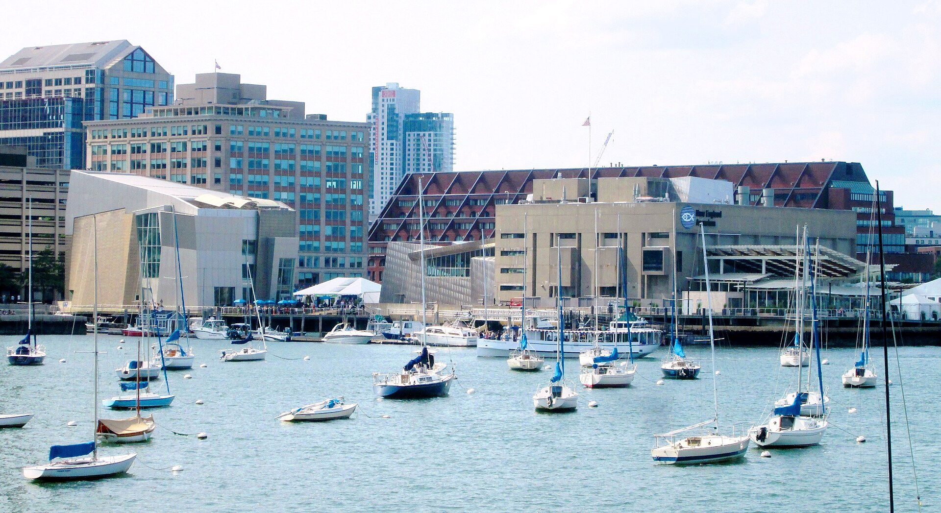 New England Aquarium on Central Wharf from Boston Harbor