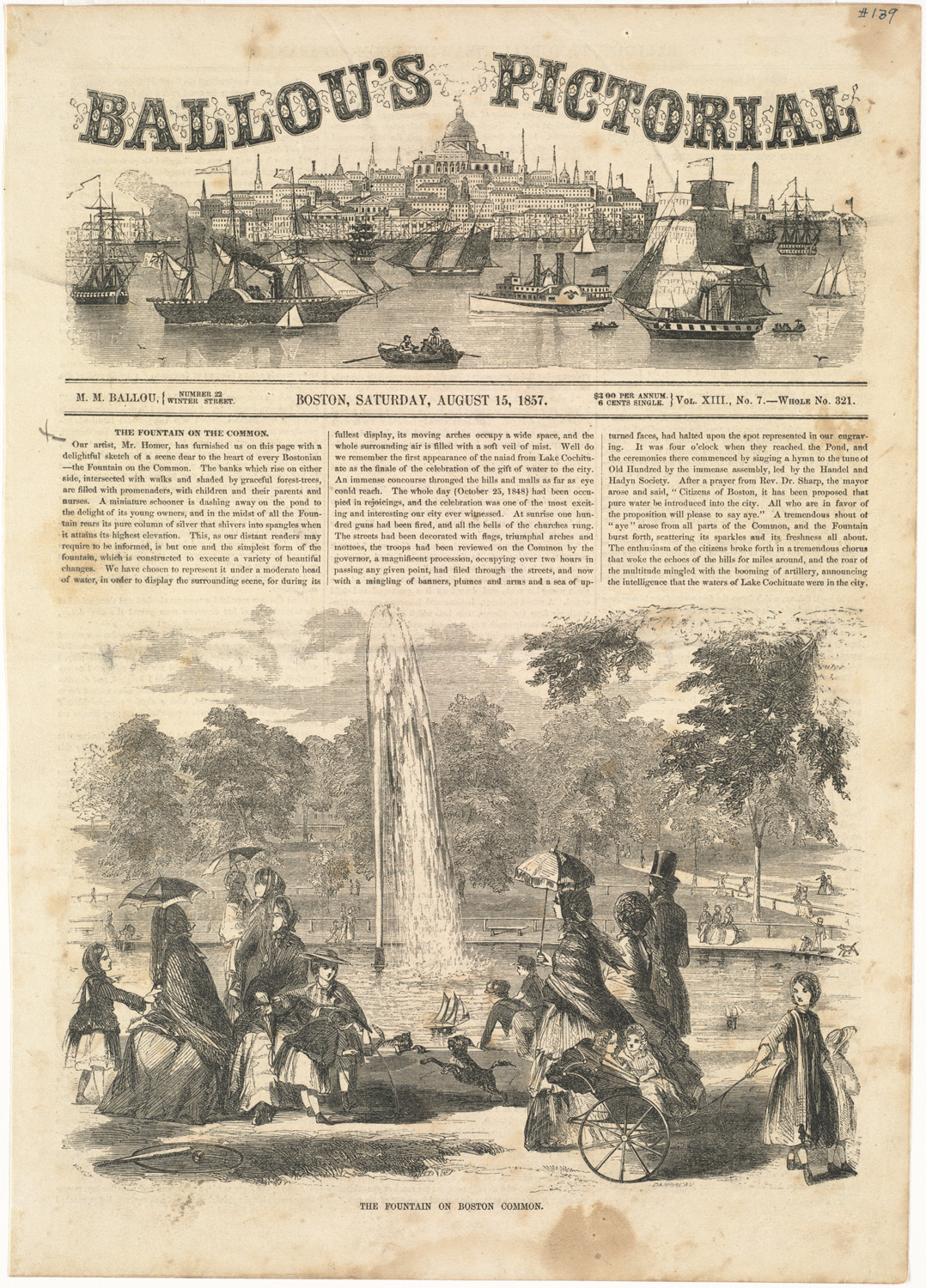 Winslow Homer's 1857 drawing of the fountain on Boston Common