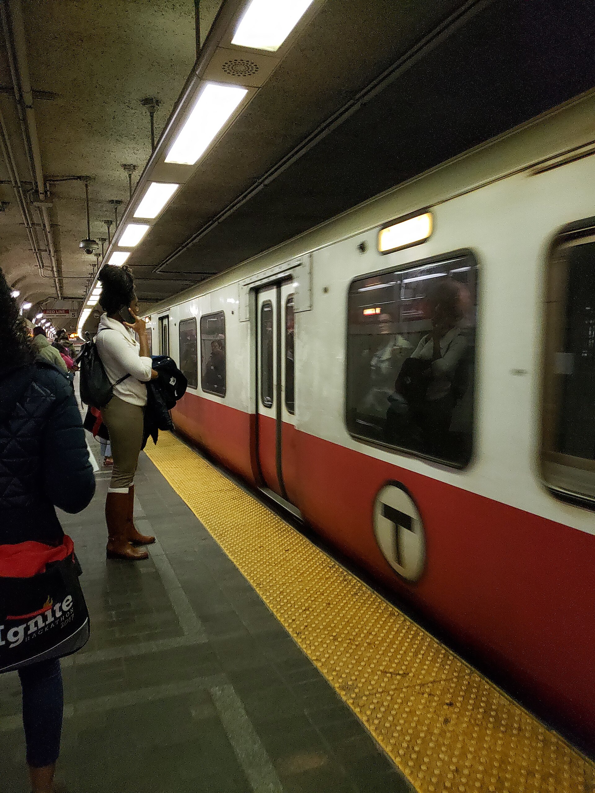 Red Line train arriving at Park Street station