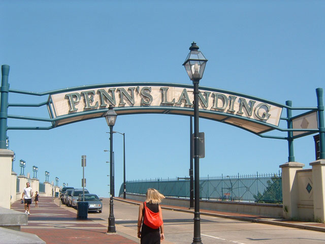 Penn's Landing sign, Philadelphia