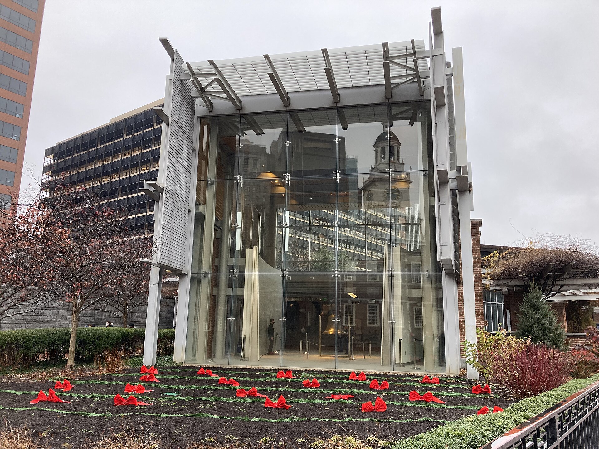 Liberty Bell Center with the bell behind glass