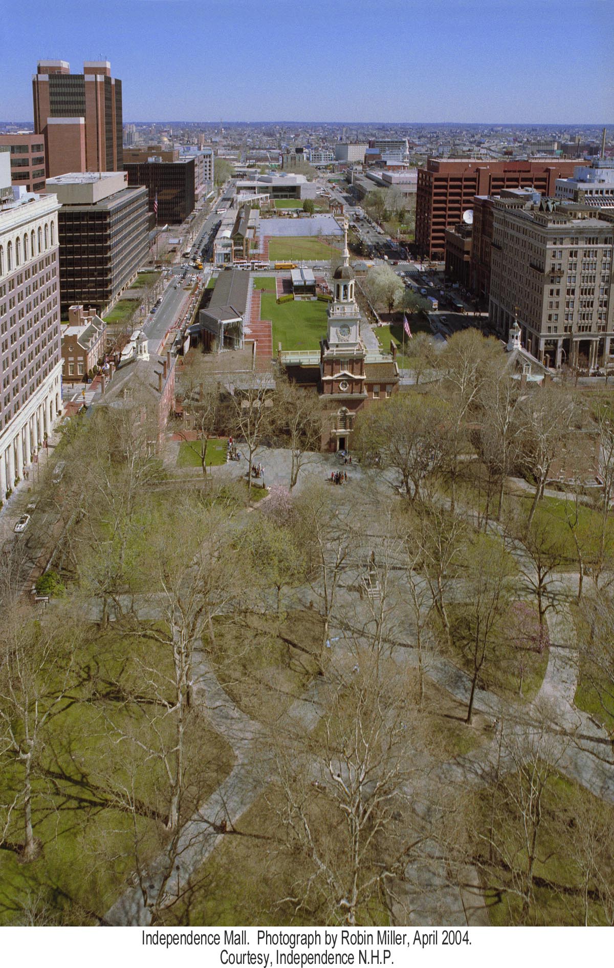 Independence Mall and Independence Hall from the air